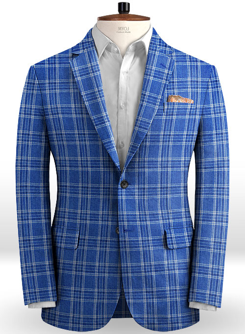 Solbiati Blue Square Linen Suit