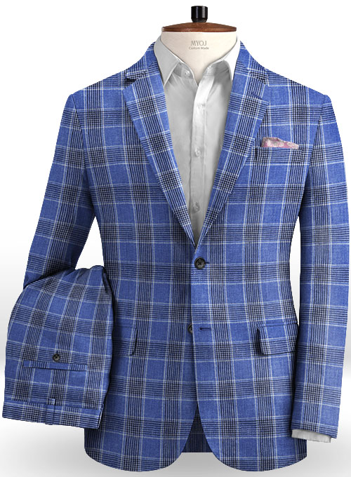 Solbiati Blue Checks Linen Suit