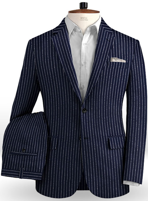 Solbiati Dark Blue Stripes Linen Suit