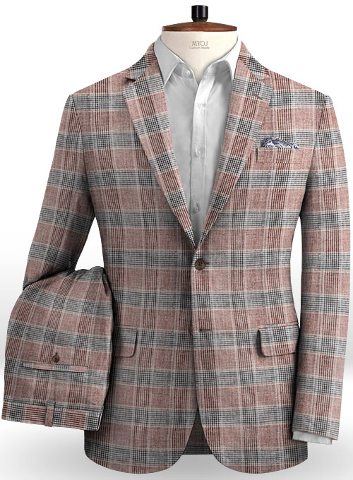 Solbiati Wine Checks Linen Suit