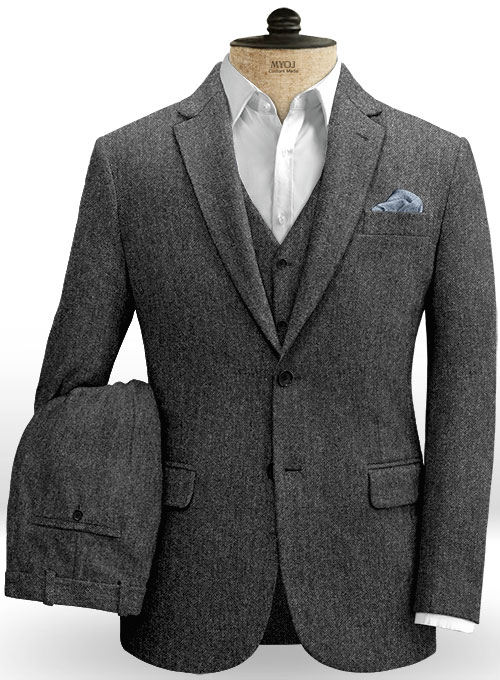 Stone Charcoal Tweed Suit