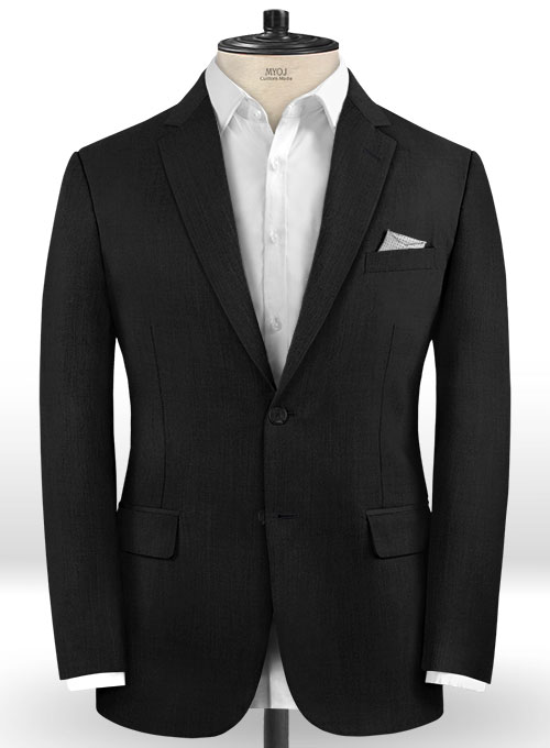 Stretch Black Wool Suit - Click Image to Close