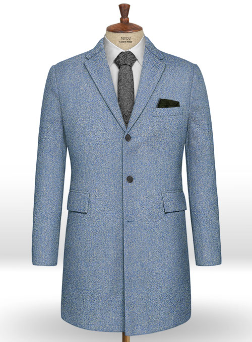 Tom Blue Tweed Overcoat