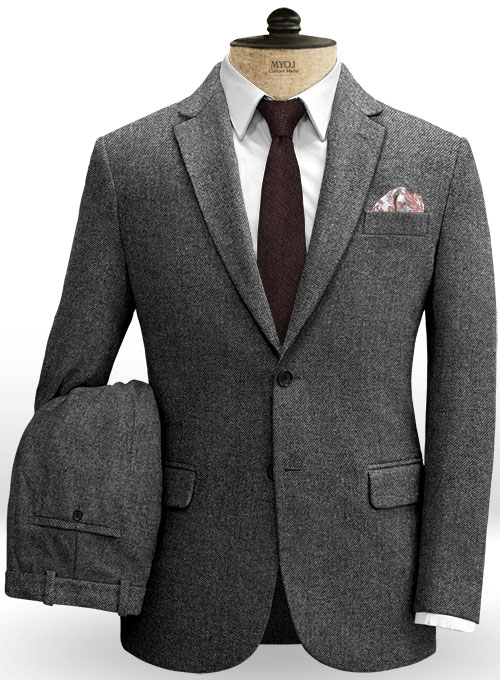 Vintage Dark Gray Weave Tweed Suit