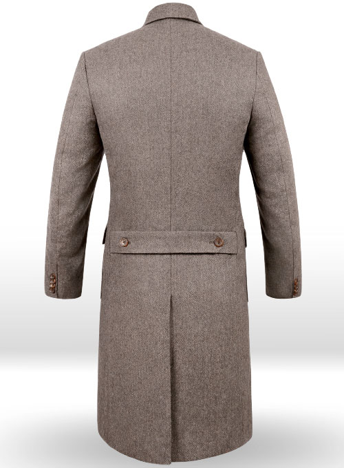 Musto Vintage Herringbone Dark Brown Tweed Overcoat - Click Image to Close