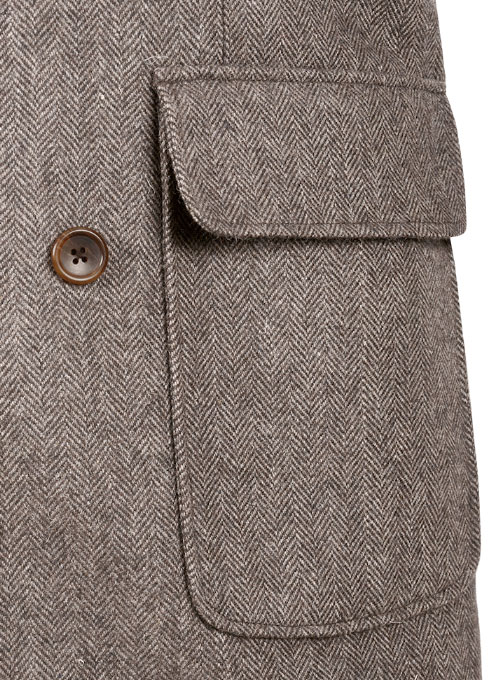 Musto Vintage Herringbone Dark Brown Tweed Overcoat
