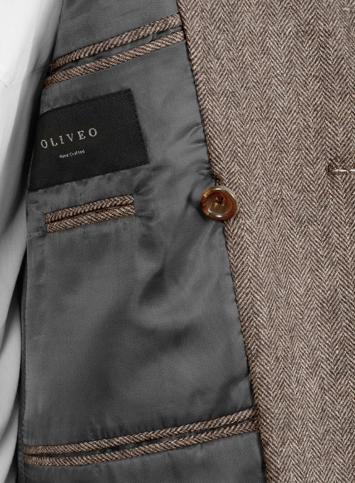 Musto Vintage Herringbone Dark Brown Tweed Overcoat - Click Image to Close