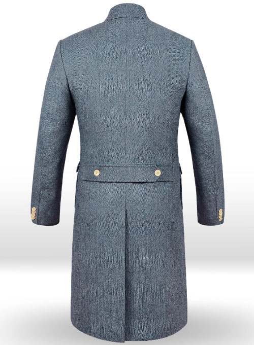 Musto Vintage Herringbone Blue Tweed Overcoat
