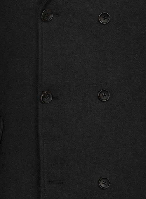 Vintage Plain Black Tweed GQ Trench Coat