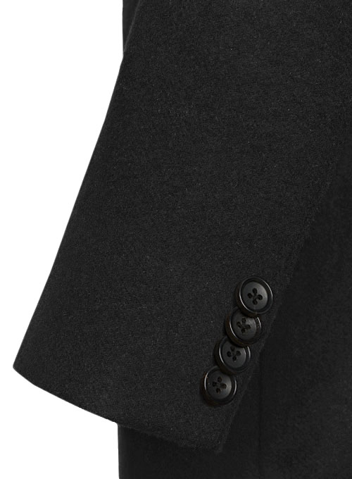 Vintage Plain Black Tweed GQ Trench Coat