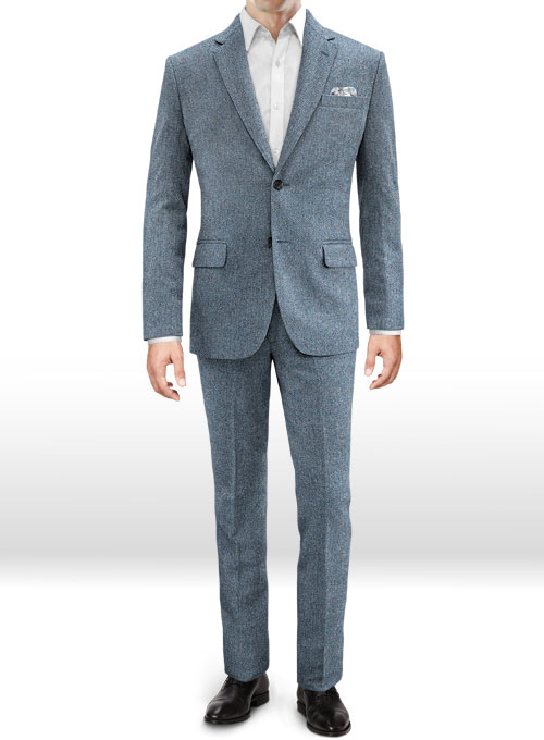 Vintage Herringbone Blue Tweed Suit