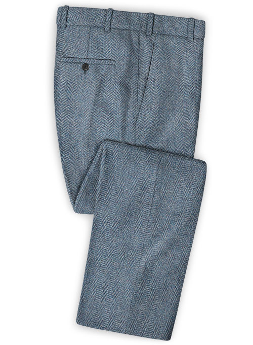 Vintage Herringbone Blue Tweed Suit