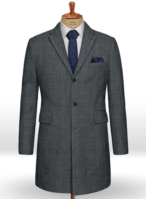 Vintage Milan Blue Tweed Overcoat