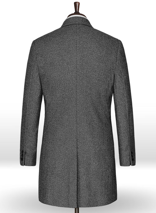 Vintage Plain Dark Gray Tweed Overcoat