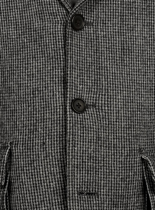 Vintage Gray Macro Weave Tweed Scottish Style Jacket - Click Image to Close