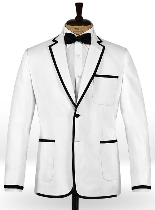 White Terry Rayon Jacket - Black Trims