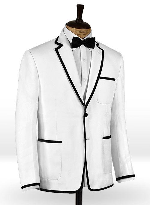 White Terry Rayon Jacket - Black Trims