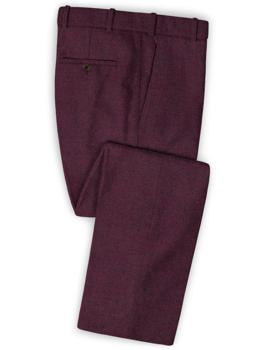 Wine Herringbone Tweed Suit