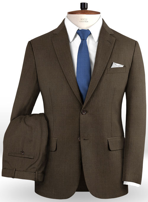 Worsted Dark Brown Wool Suit