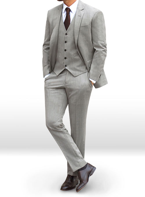 Worsted Light Gray Wool Suit