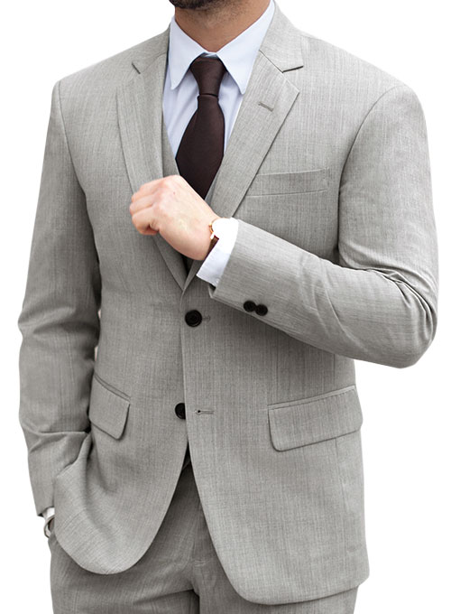 Worsted Light Gray Wool Suit