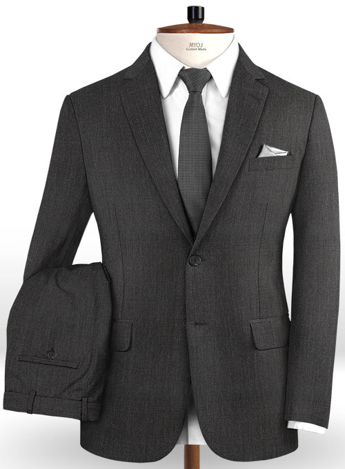 Worsted Super Dark Gray Wool Suit